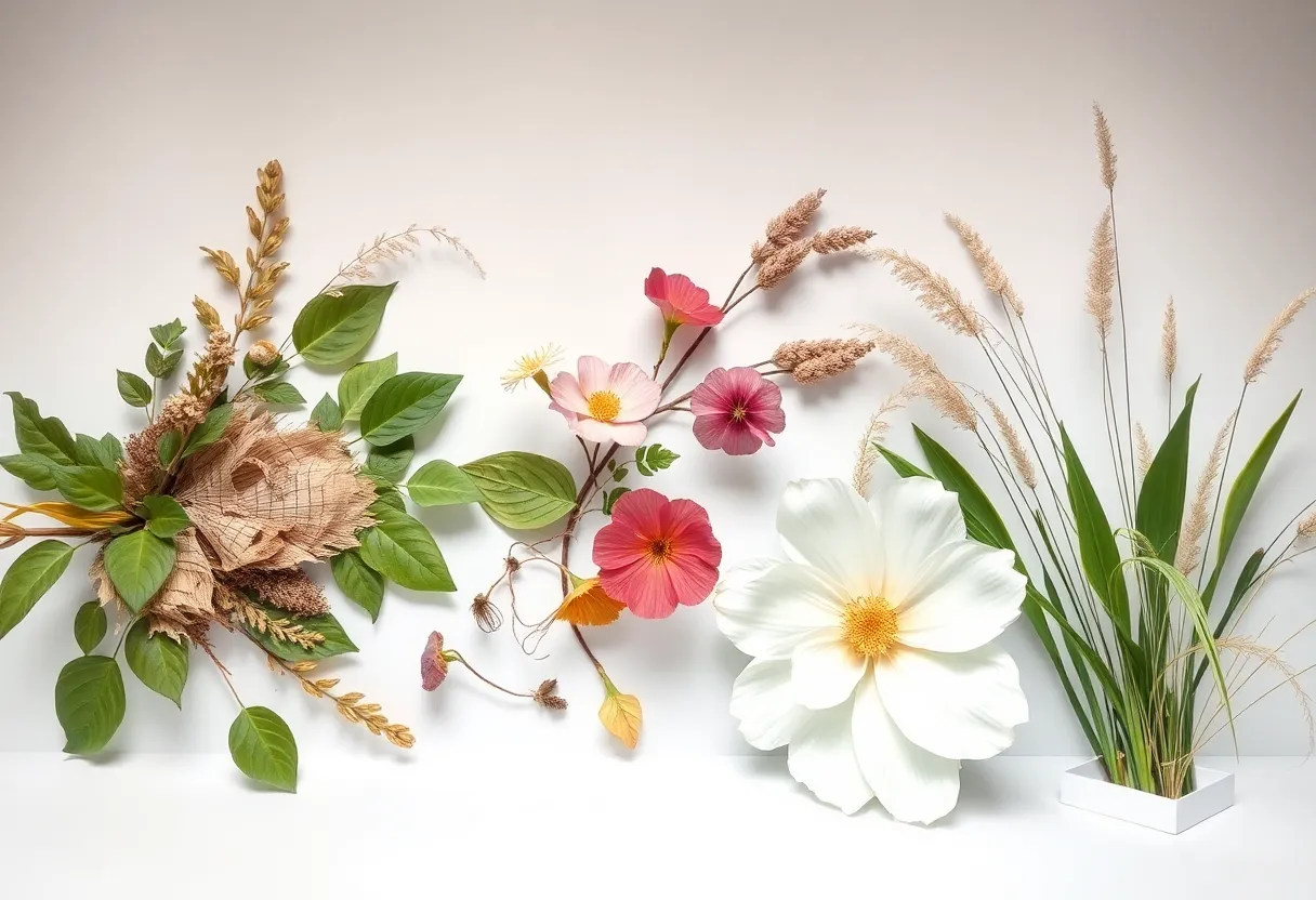 Artwork from the Nature in the Folds exhibition showcasing natural elegance.