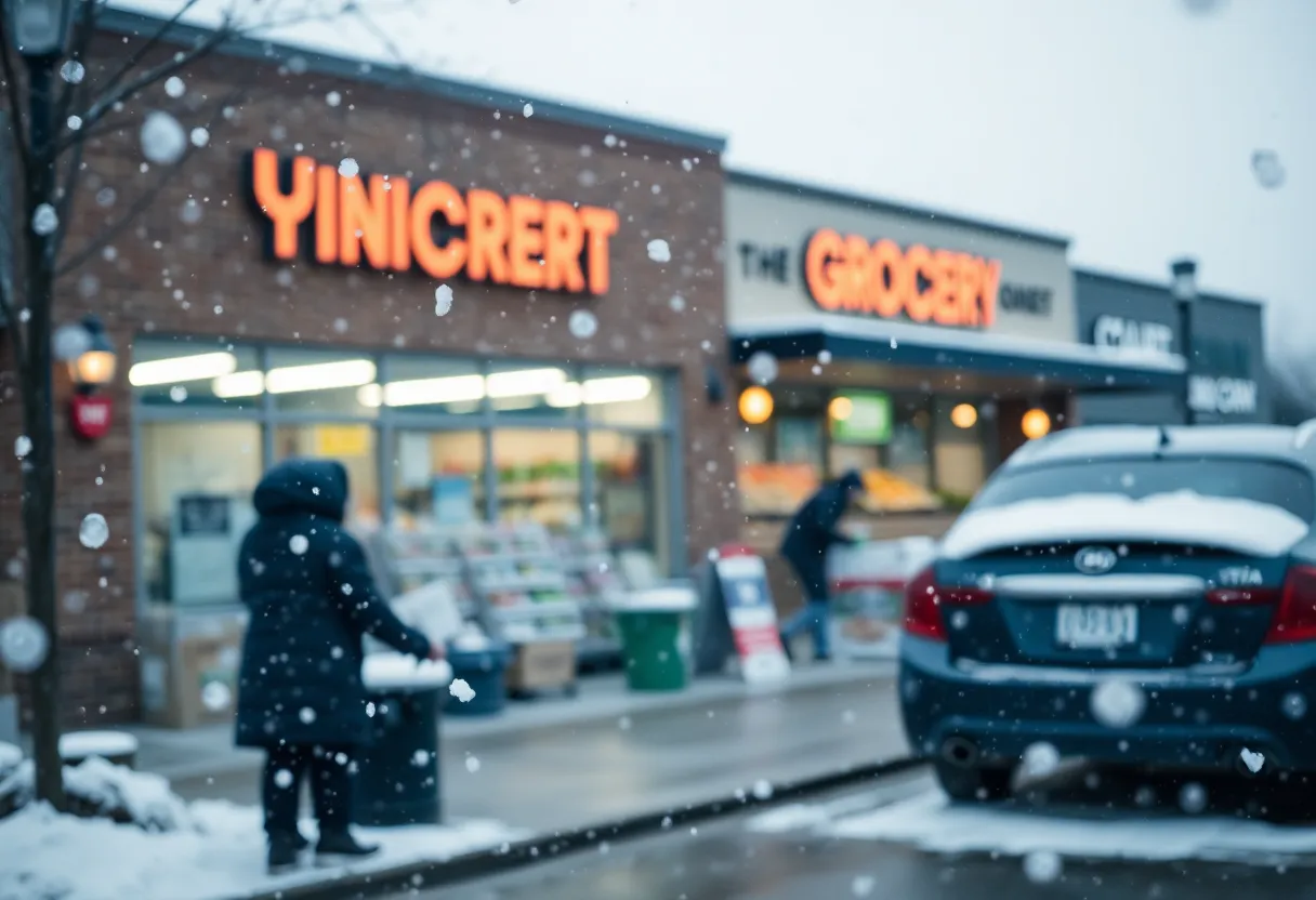 Winter weather in North Texas with snow and sleet.