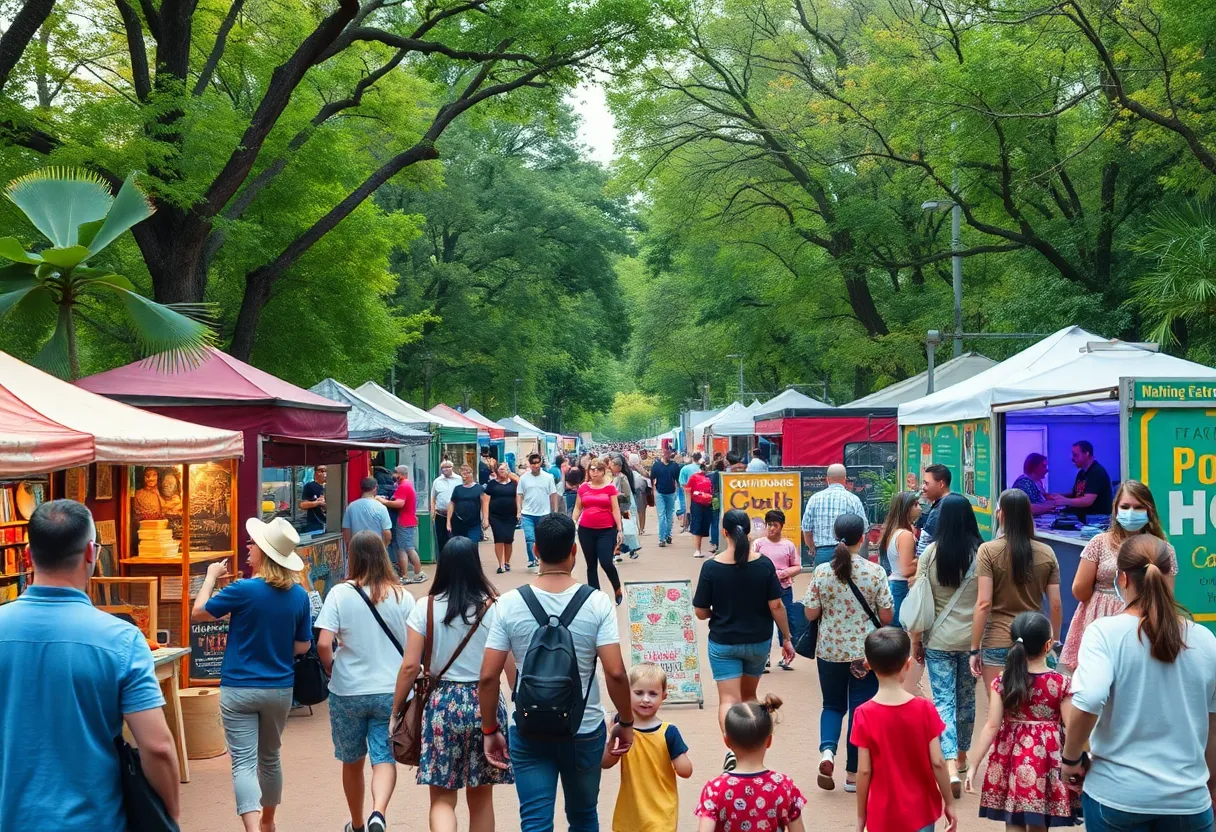 Families enjoying the Ofrendas & Otoño Festival with artisan markets and live music.