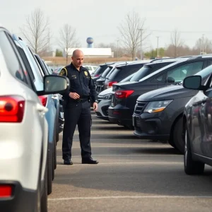 Police officers with recovered stolen vehicles in Dallas