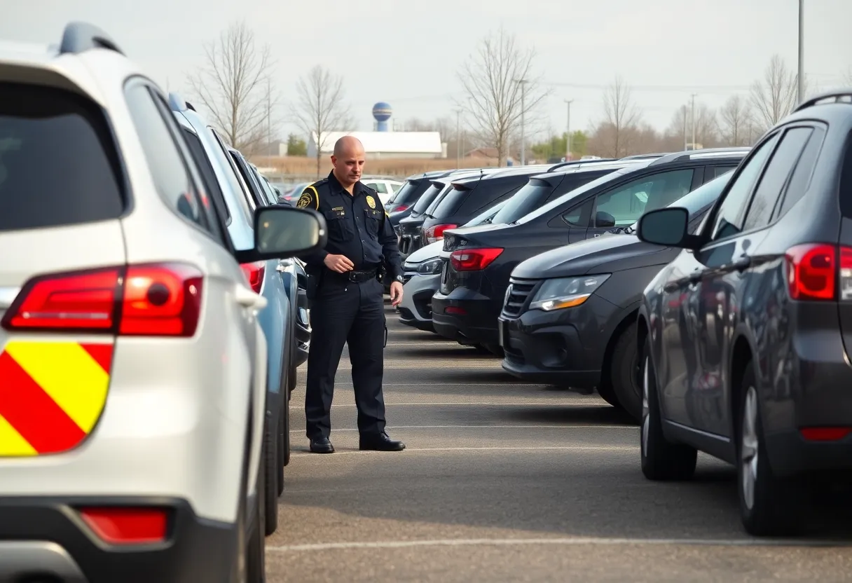 Police officers with recovered stolen vehicles in Dallas