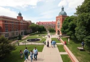 A vibrant view of Southern Methodist University showcasing its campus and student life