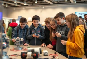 Students participating in STEM activities at Perot Museum