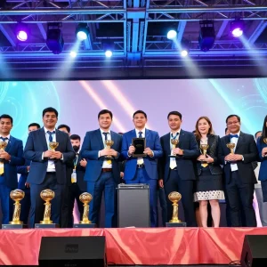Ceremony for Tech Titans Awards with attendees celebrating