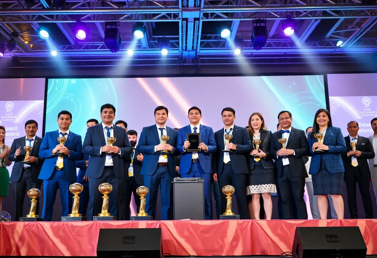 Ceremony for Tech Titans Awards with attendees celebrating