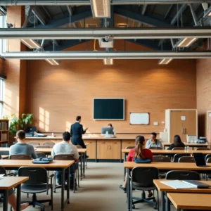 Classroom at Texas A&M University highlighting educational content