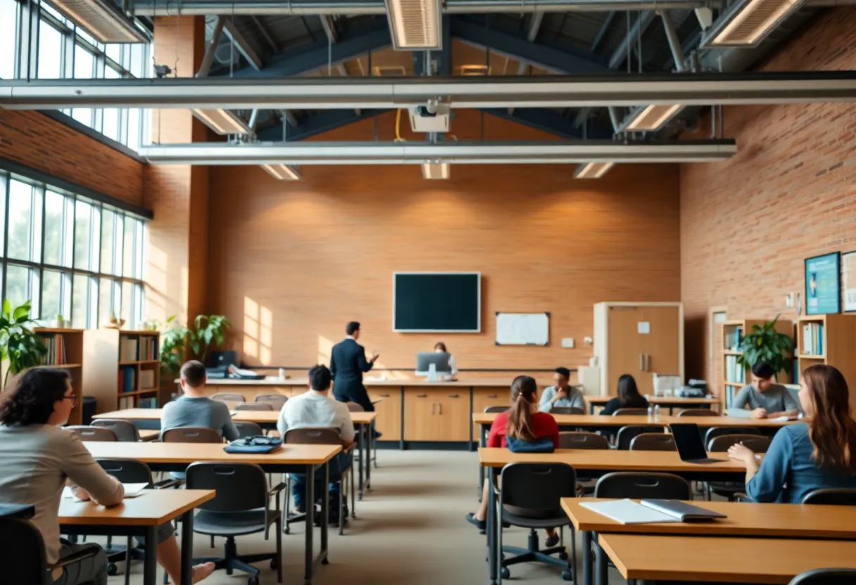 Classroom at Texas A&M University highlighting educational content