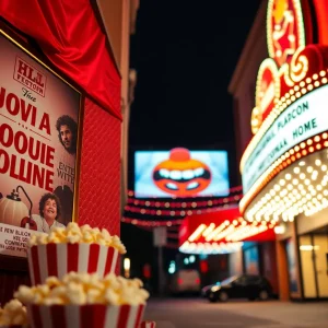 Film festival marquee and classic movie poster