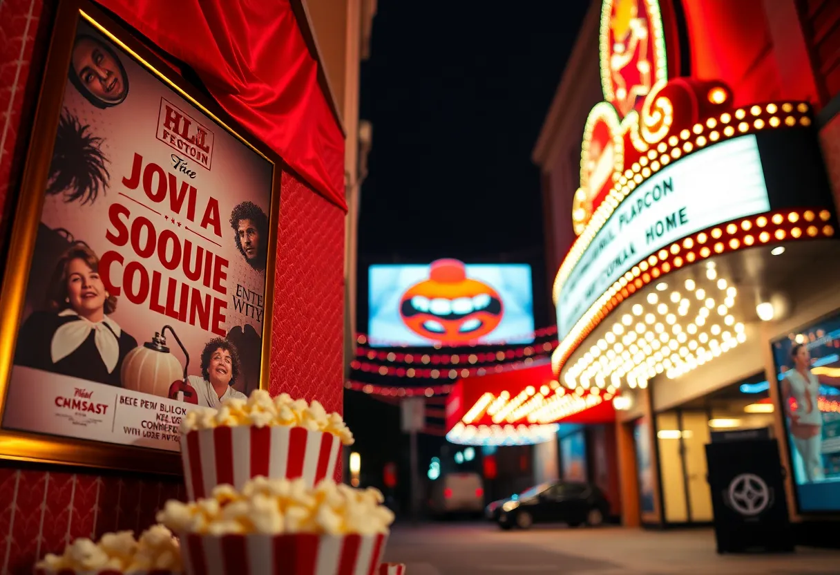 Film festival marquee and classic movie poster