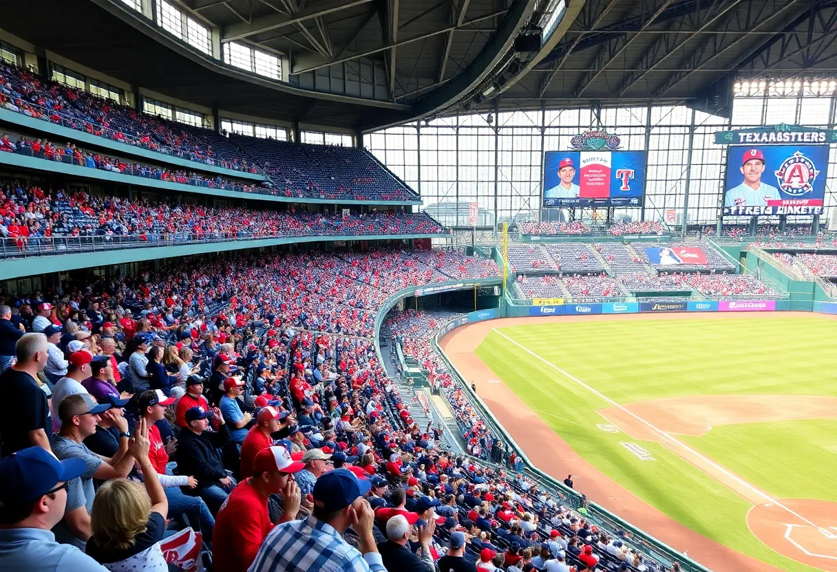 Excited fans at Texas Rangers baseball game