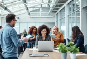 A vibrant office environment illustrating positive company culture