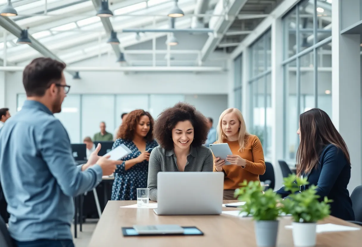 A vibrant office environment illustrating positive company culture