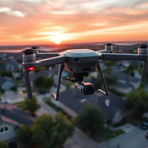 Drone delivering groceries in a Dallas neighborhood
