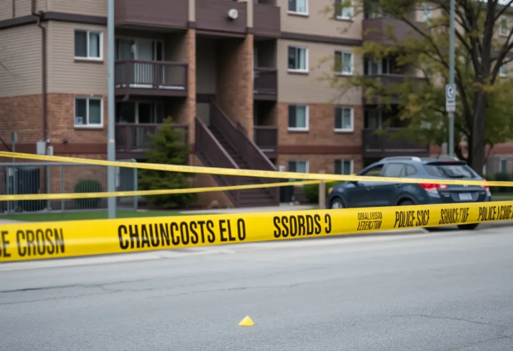 Crime scene with police tape in Arlington
