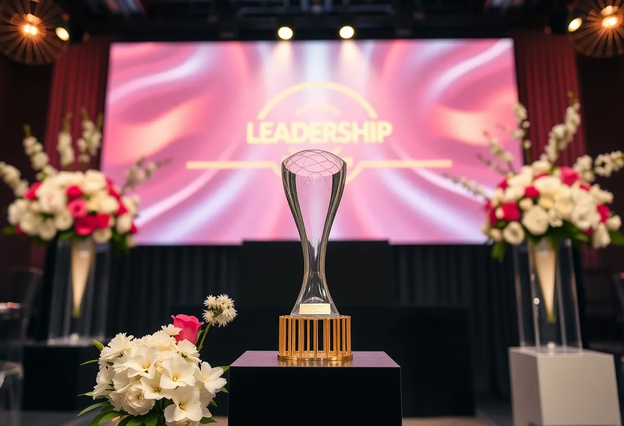 An elegant award ceremony with decorations celebrating leadership in design