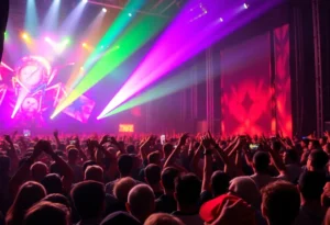 A vibrant crowd at a Balmora concert capturing the excitement of live music.