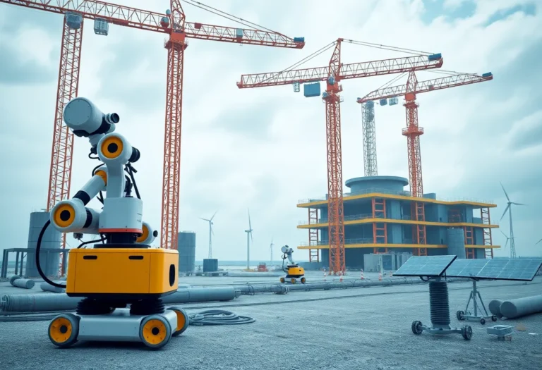 Construction site showcasing sustainability technologies