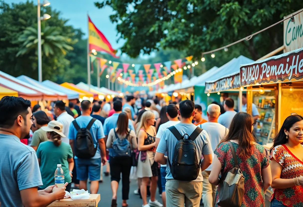 Crowd enjoying the Black on the Block festival with food, music, and vendor booths