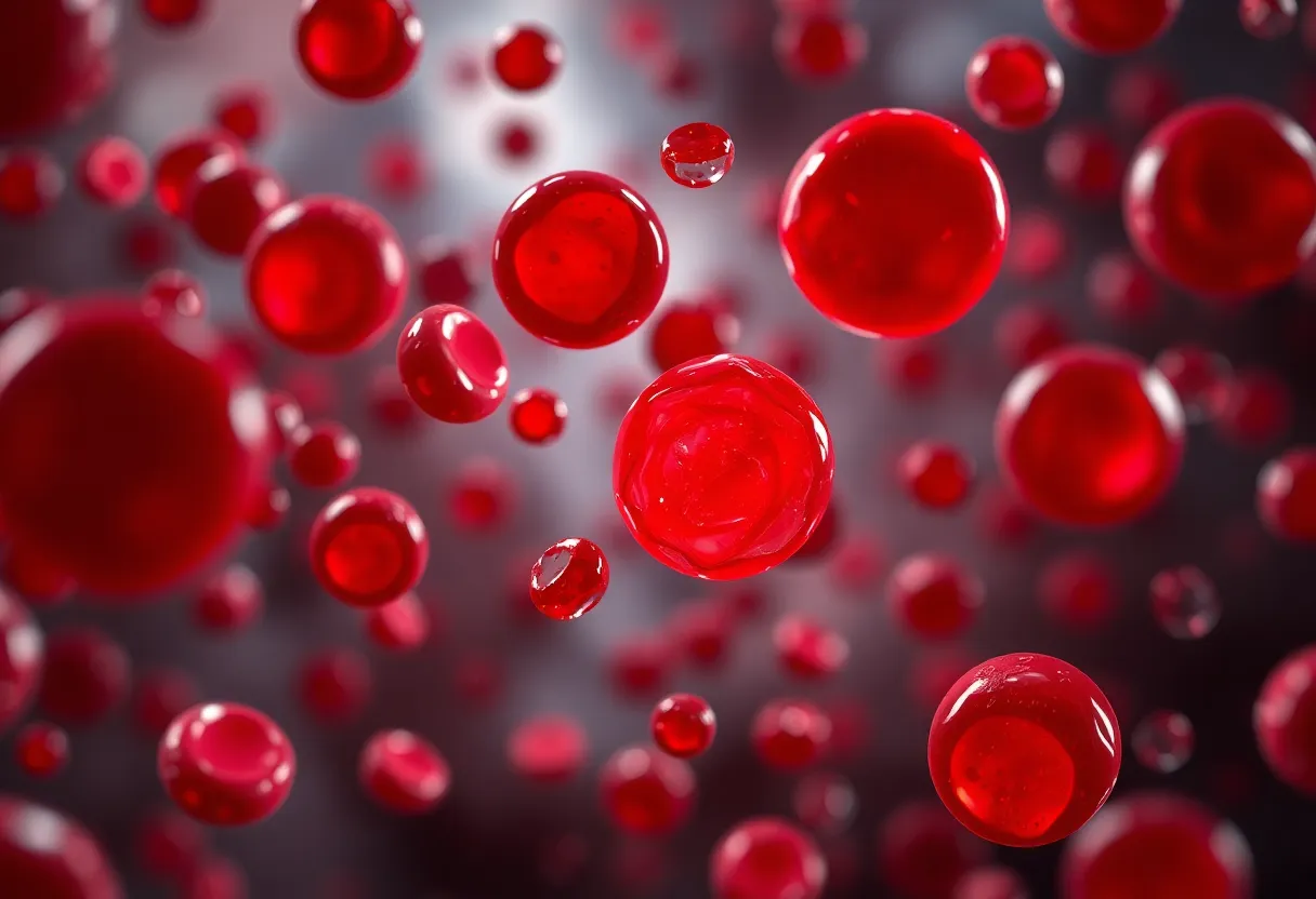 Illustration of blood cells during medical treatment