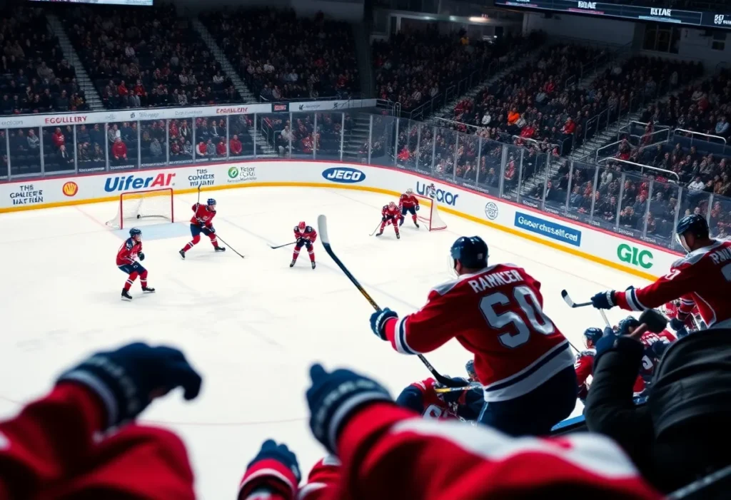 Blue Jackets scoring a goal against the Stars