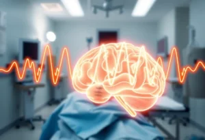 Illustration showing brain activity during CPR procedures.