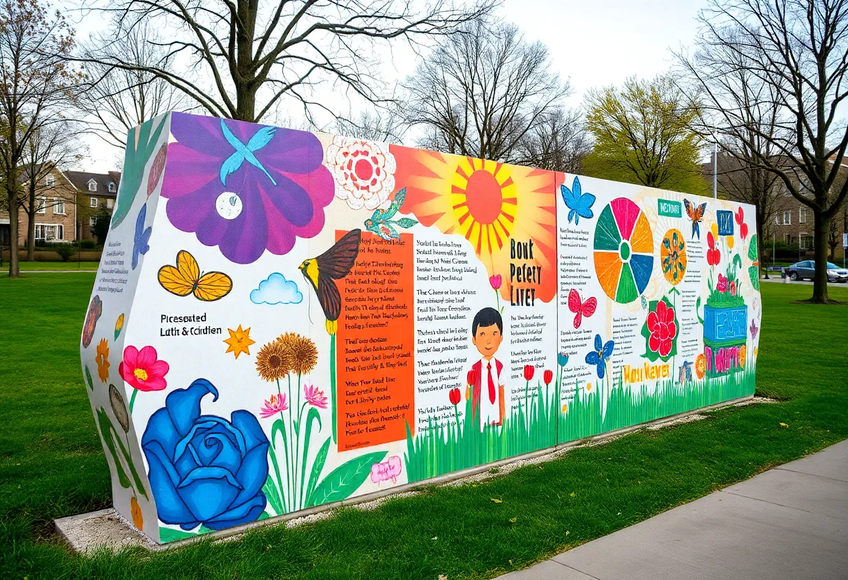Art installation in a Dallas park showcasing community engagement