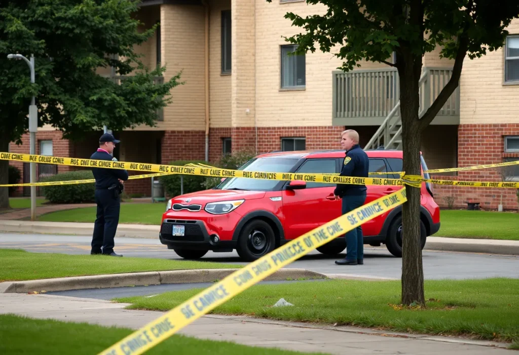 Dallas police investigating a shooting scene at an apartment complex