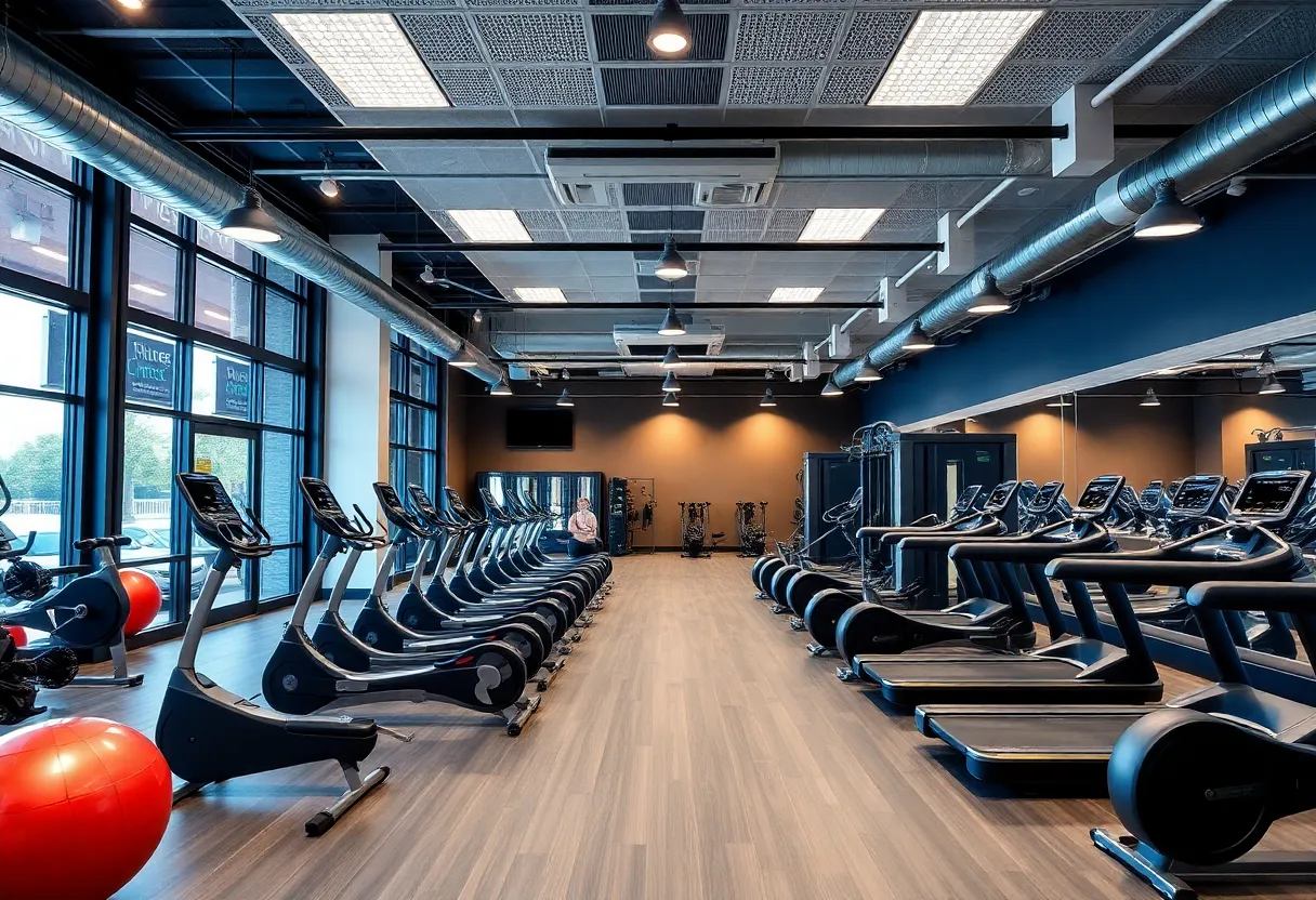Exterior view of Crunch Saginaw fitness center under construction