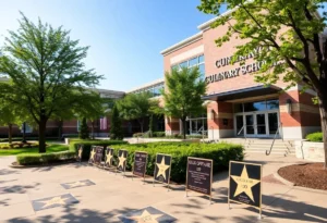 Walk of Fame at Culinary Institute of America with stars honoring alumni chefs