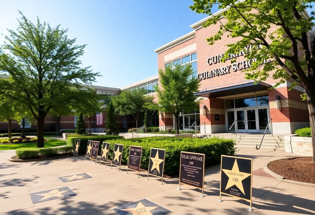 Walk of Fame at Culinary Institute of America with stars honoring alumni chefs