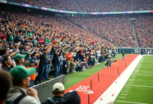 Dallas Cowboys football fans celebrating during a game