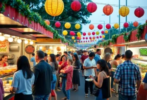 People enjoying food at a festival in Dallas
