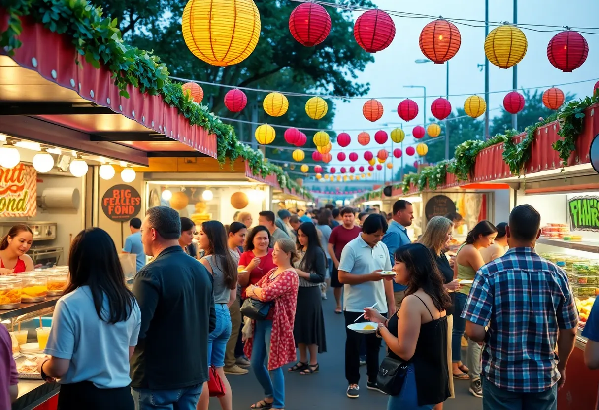 People enjoying food at a festival in Dallas