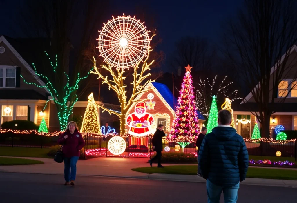 Colorful holiday decorations in a Dallas neighborhood