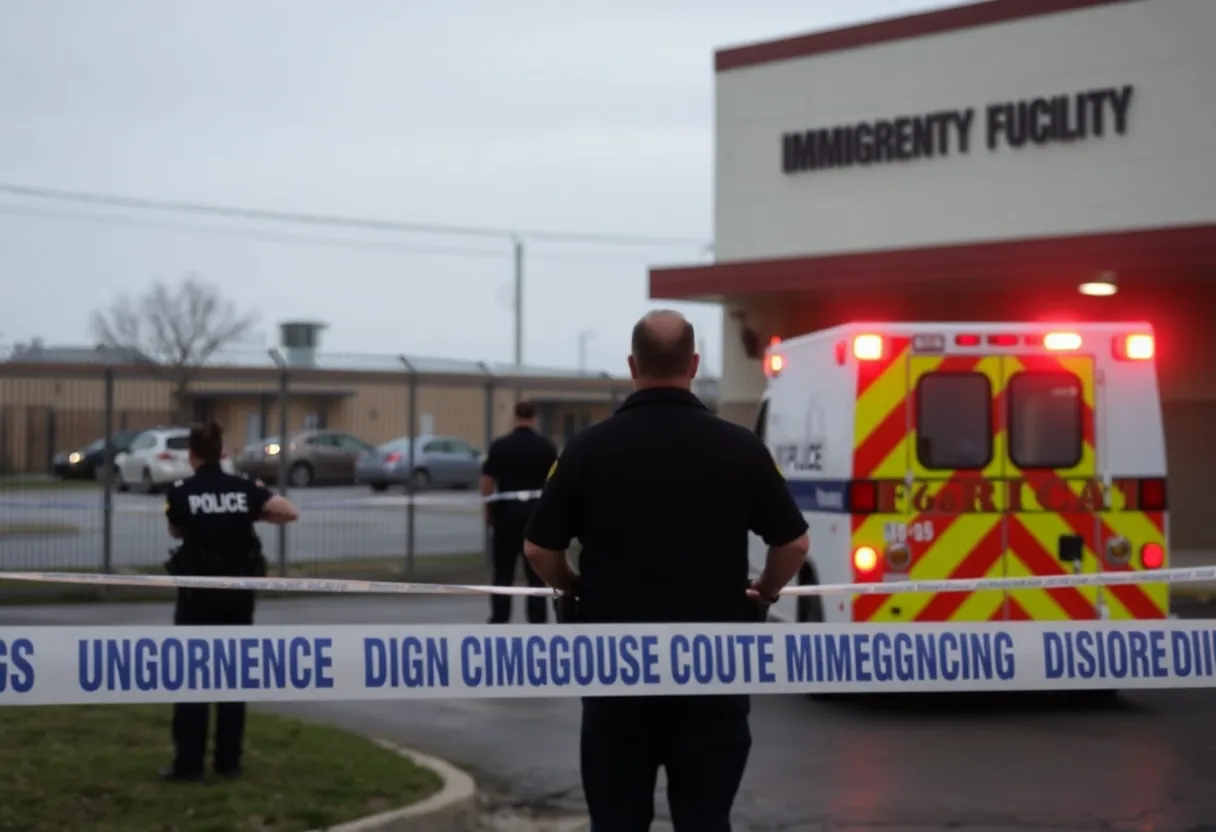 Police presence at a Dallas immigration facility after a shooting incident