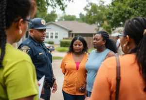 Dallas police officer interacting with community members