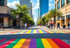 Rainbow crosswalks on Cedar Springs Road in Dallas