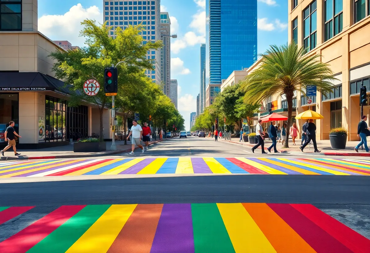 Rainbow crosswalks on Cedar Springs Road in Dallas