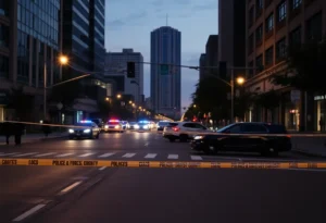 Scene of a shooting in Dallas with police presence