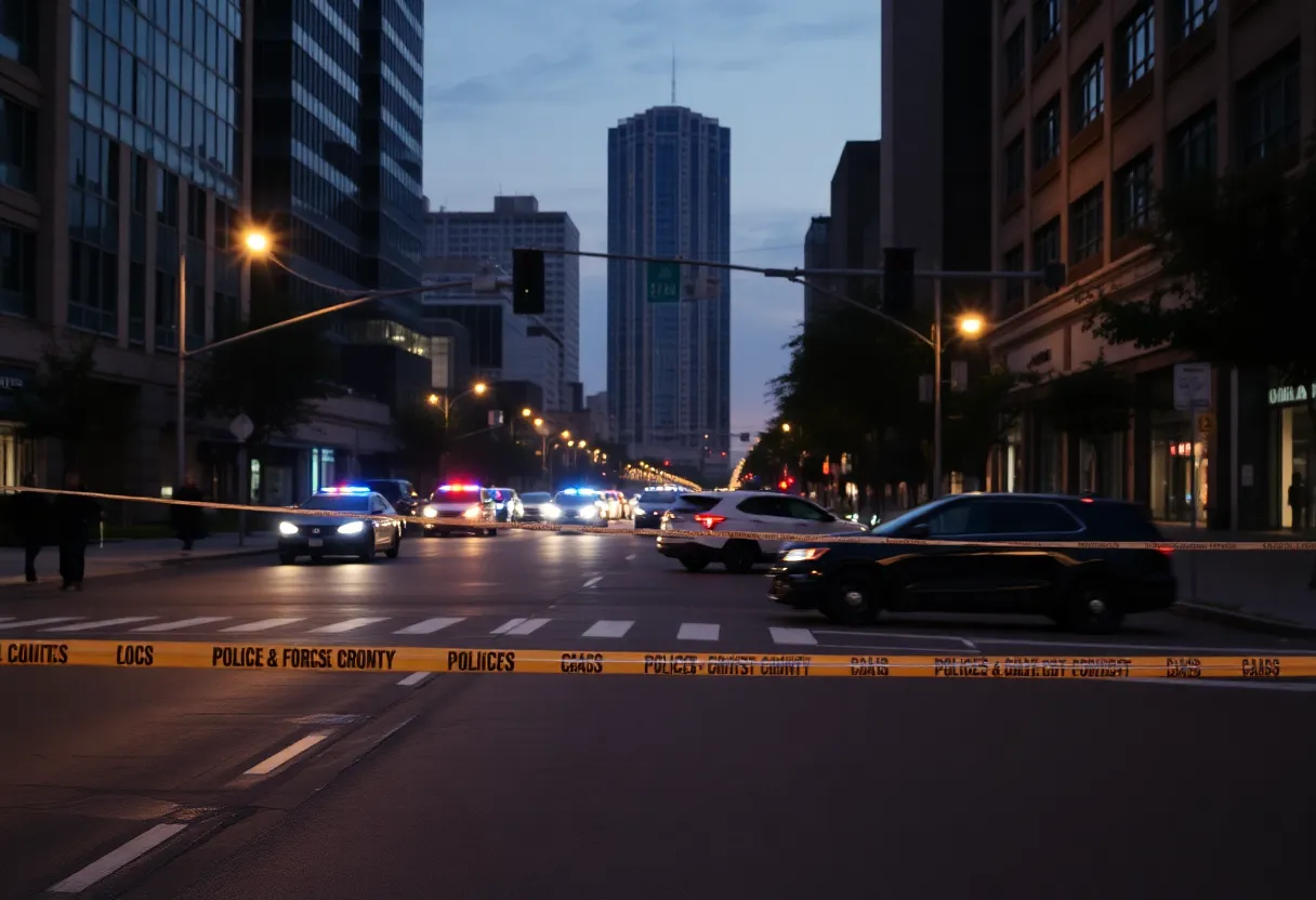 Scene of a shooting in Dallas with police presence