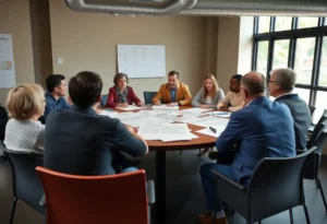 Community meeting discussing Dallas zoning code changes with diverse participants.