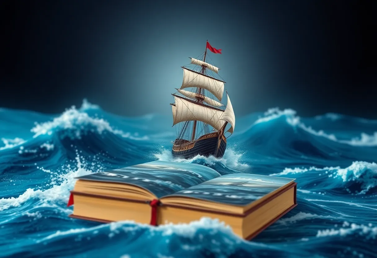 Book cover illustration for North Sun featuring a whaling ship