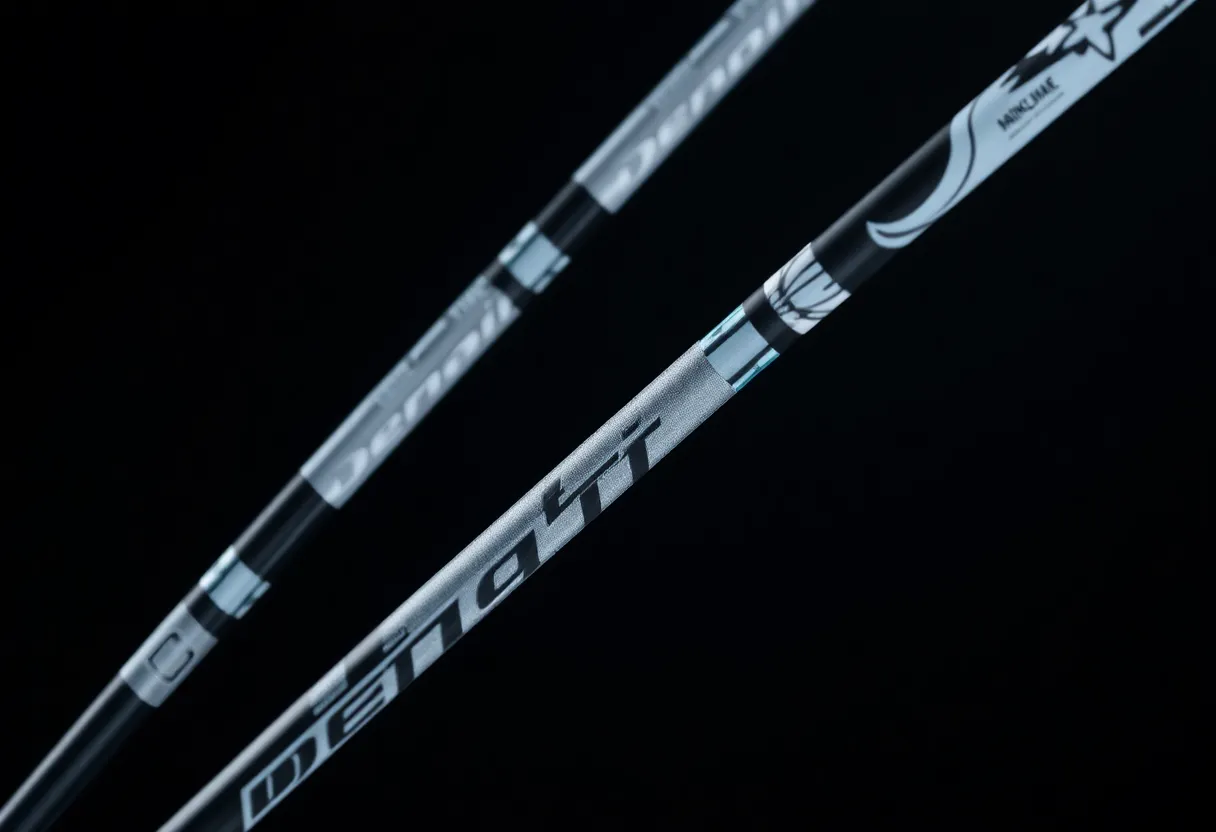 Denali Frost golf shafts showcasing blue and black profiles