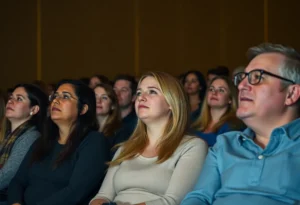 Audience responding to a documentary screening about school library censorship.