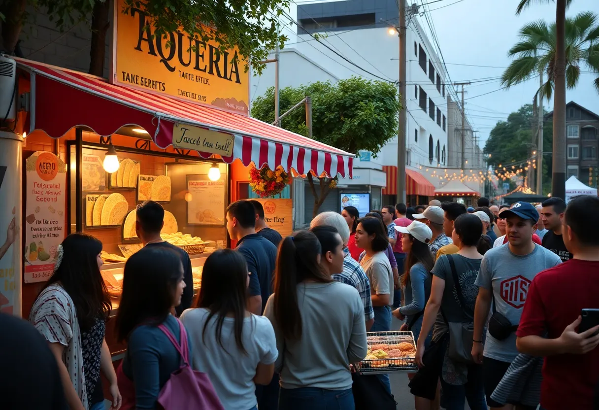 Customers lined up at El Califa de León pop-up in Dallas