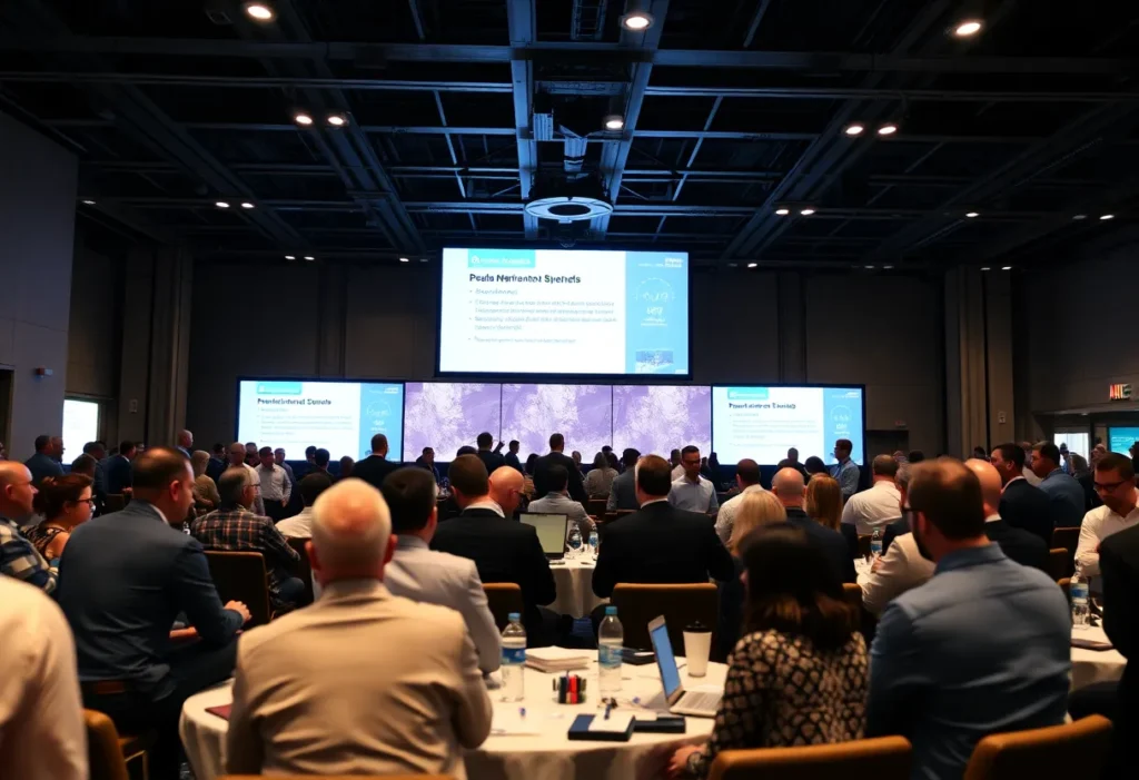 Networking among finance professionals at a conference