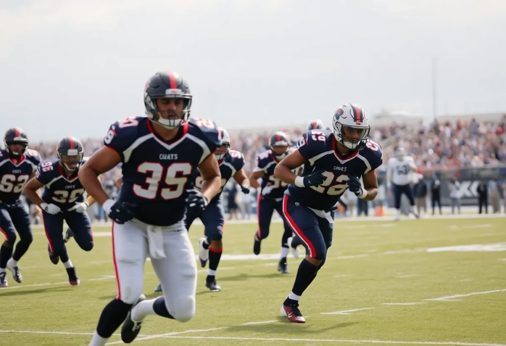 Action during a professional football game