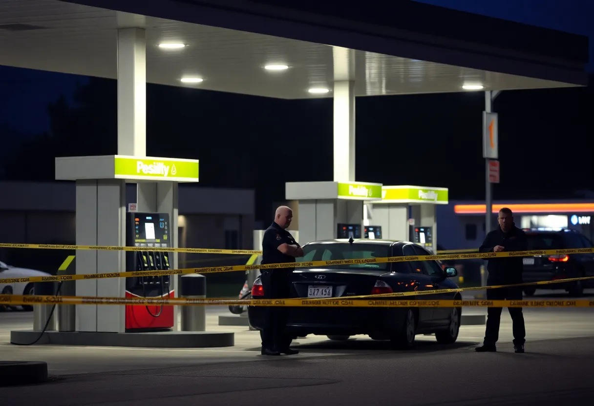 Police investigation at a Fort Worth gas station shooting scene