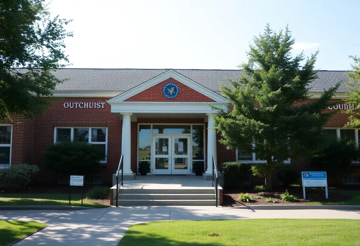 Garland school building representing safety and community