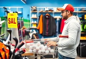 Display of golf gear and apparel available during Amazon's October Prime Day sale